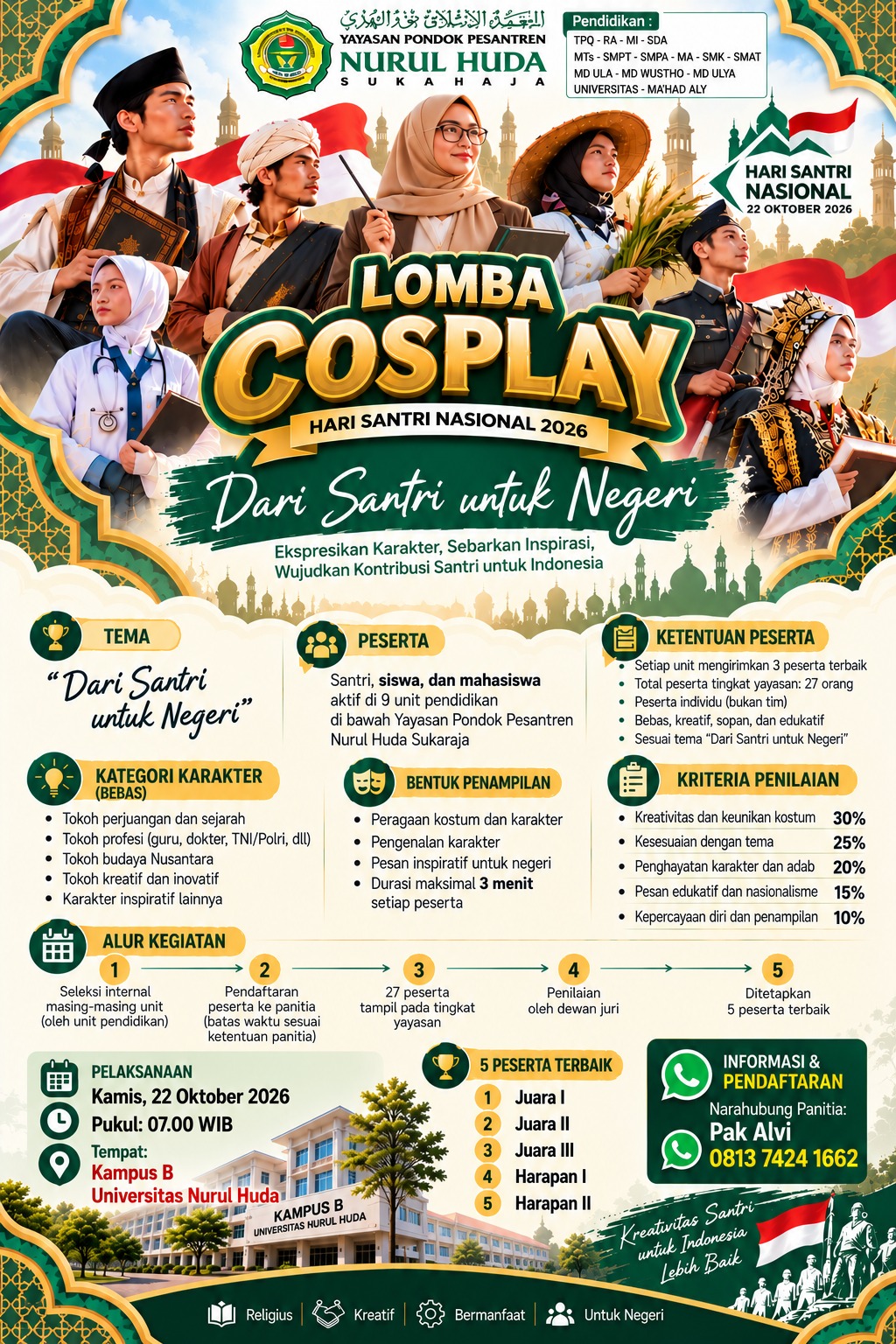 Yayasan Pondok Pesantren Nurul Huda Gelar Lomba Cosplay Peringatan Hari Santri Nasional 2026