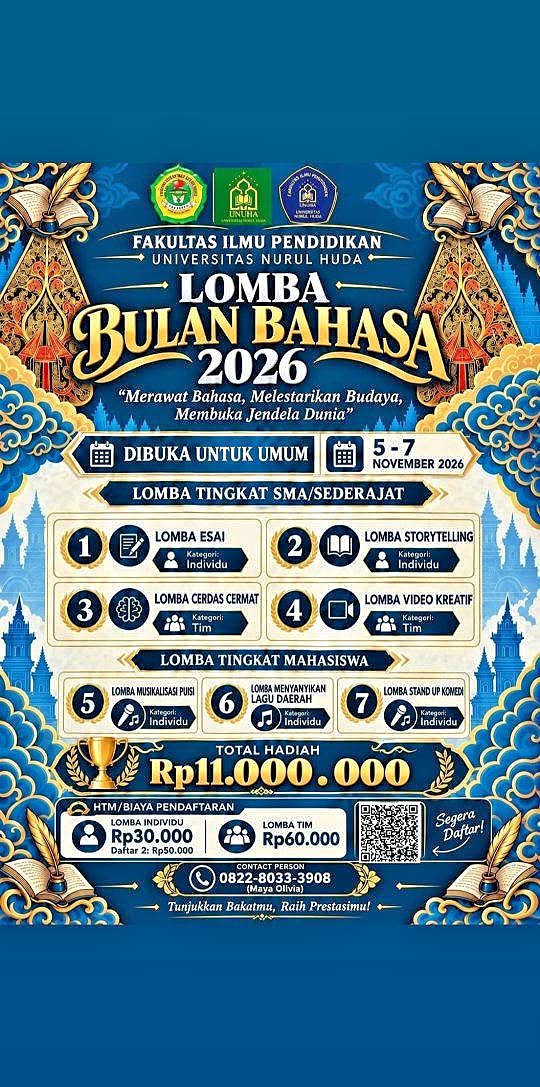 FIP UNUHA Gelar Lomba Bulan Bahasa 2026, Total Hadiah Rp11 Juta Diperebutkan