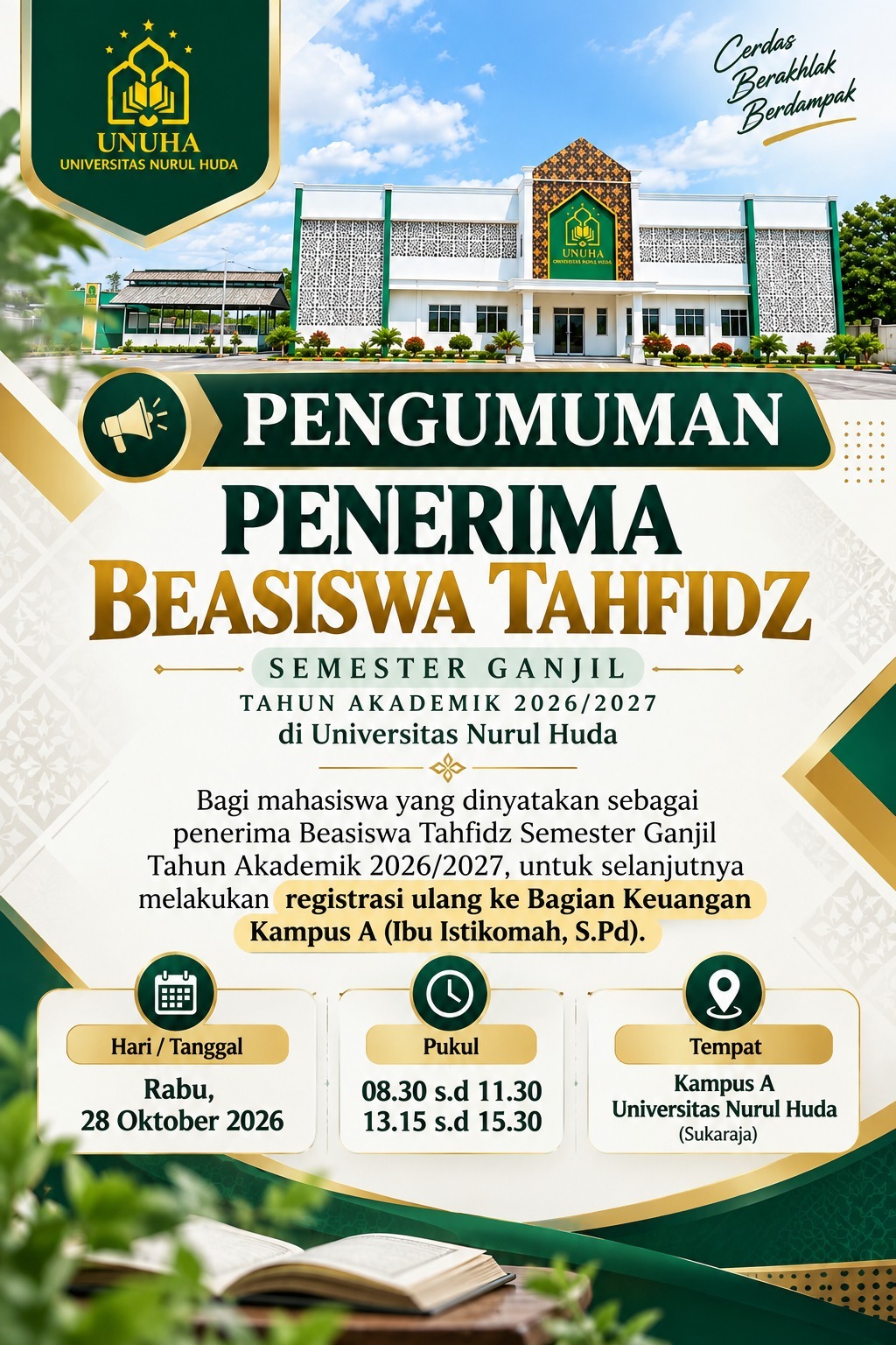PENGUMUMAN PENERIMAAN BEASISWA TAHFIZD TAHUN 2026/2027